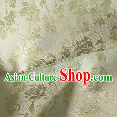 Asian Chinese Traditional Peony Pattern Design Beige Satin China Qipao Silk Fabric Material