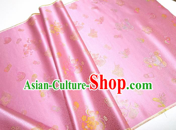 Asian Chinese Traditional Peony Pattern Design Pink Brocade Silk Fabric China Hanfu Satin Material Asian Chinese Traditional Peony Pattern Design Pink Brocade Silk Fabric China Hanfu Satin Material