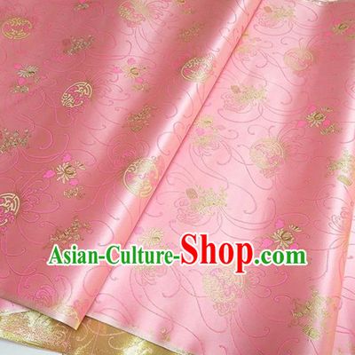 Asian Chinese Traditional Chrysanthemum Pattern Design Pink Brocade Silk Fabric China Hanfu Satin Material
