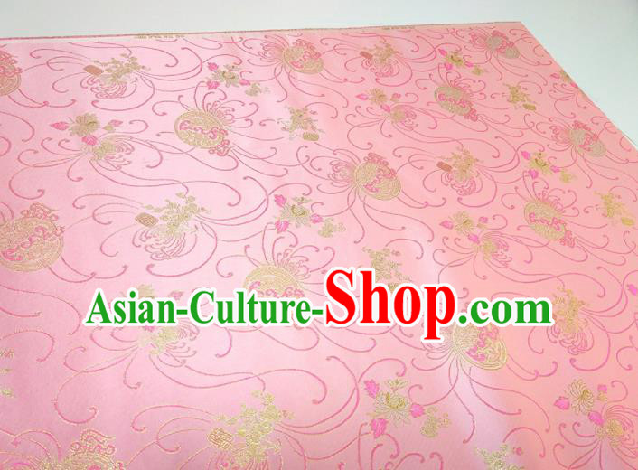 Asian Chinese Traditional Chrysanthemum Pattern Design Pink Brocade Silk Fabric China Hanfu Satin Material Asian Chinese Traditional Chrysanthemum Pattern Design Pink Brocade Silk Fabric China Hanfu Satin Material