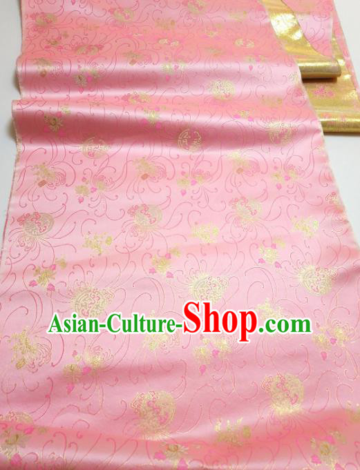 Asian Chinese Traditional Chrysanthemum Pattern Design Pink Brocade Silk Fabric China Hanfu Satin Material Asian Chinese Traditional Chrysanthemum Pattern Design Pink Brocade Silk Fabric China Hanfu Satin Material