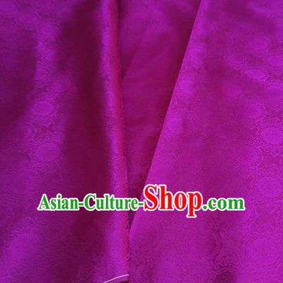Asian Chinese Traditional Round Flowers Pattern Design Purple Brocade Silk Fabric China Hanfu Satin Material