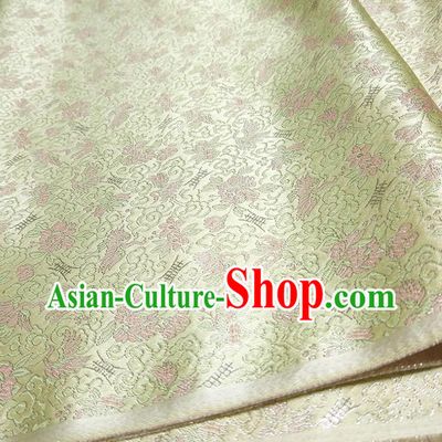 Asian Chinese Traditional Crane Pattern Design Light Green Brocade Silk Fabric China Hanfu Satin Material