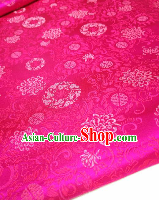 Asian Chinese Traditional Chrysanthemum Pattern Design Rosy Brocade Silk Fabric China Hanfu Satin Material Asian Chinese Traditional Chrysanthemum Pattern Design Rosy Brocade Silk Fabric China Hanfu Satin Material