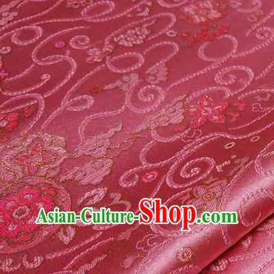 Asian Chinese Traditional Treasure Flowers Pattern Design Peach Pink Brocade Silk Fabric China Hanfu Satin Material
