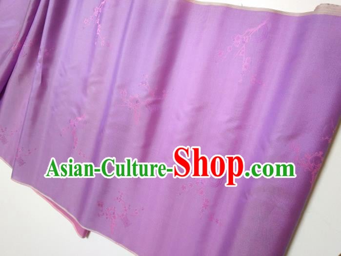 Asian Chinese Traditional Plum Pattern Design Lilac Brocade Silk Fabric China Hanfu Satin Material Asian Chinese Traditional Plum Pattern Design Lilac Brocade Silk Fabric China Hanfu Satin Material