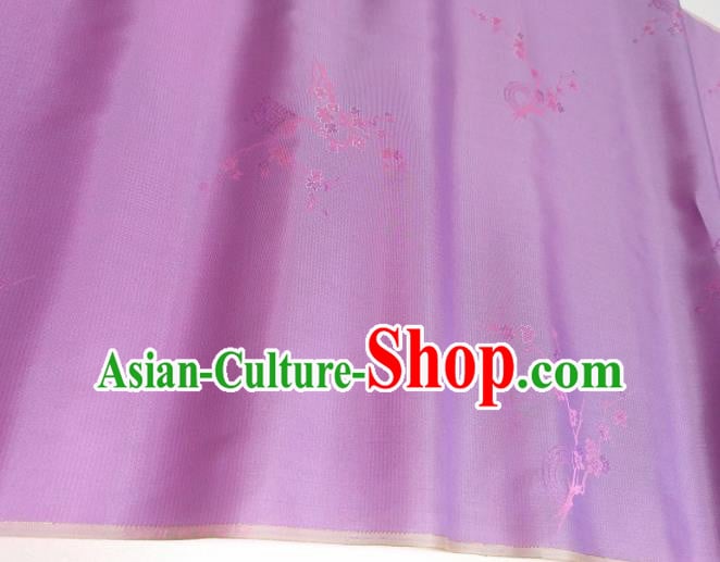 Asian Chinese Traditional Plum Pattern Design Lilac Brocade Silk Fabric China Hanfu Satin Material Asian Chinese Traditional Plum Pattern Design Lilac Brocade Silk Fabric China Hanfu Satin Material