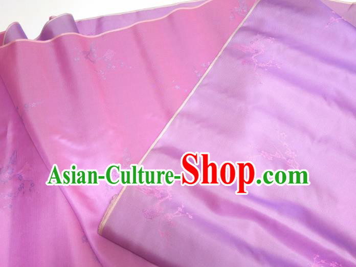 Asian Chinese Traditional Plum Pattern Design Lilac Brocade Silk Fabric China Hanfu Satin Material Asian Chinese Traditional Plum Pattern Design Lilac Brocade Silk Fabric China Hanfu Satin Material