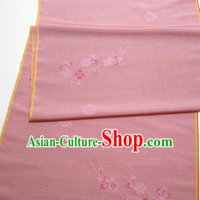 Asian Chinese Traditional Cherry Blossom Pattern Design Pink Silk Fabric China Hanfu Silk Material