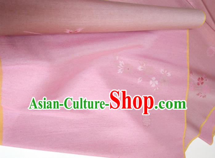 Asian Chinese Traditional Cherry Blossom Pattern Design Pink Silk Fabric China Hanfu Silk Material Asian Chinese Traditional Cherry Blossom Pattern Design Pink Silk Fabric China Hanfu Silk Material