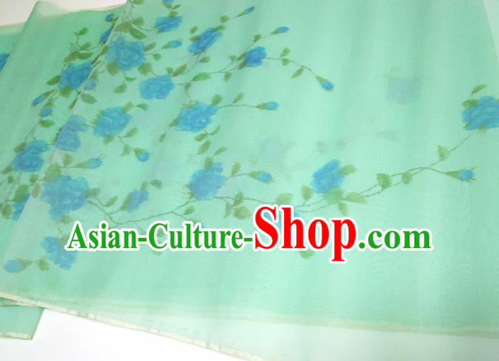 Asian Chinese Traditional Peony Pattern Design Green Silk Fabric China Hanfu Silk Material Asian Chinese Traditional Peony Pattern Design Green Silk Fabric China Hanfu Silk Material