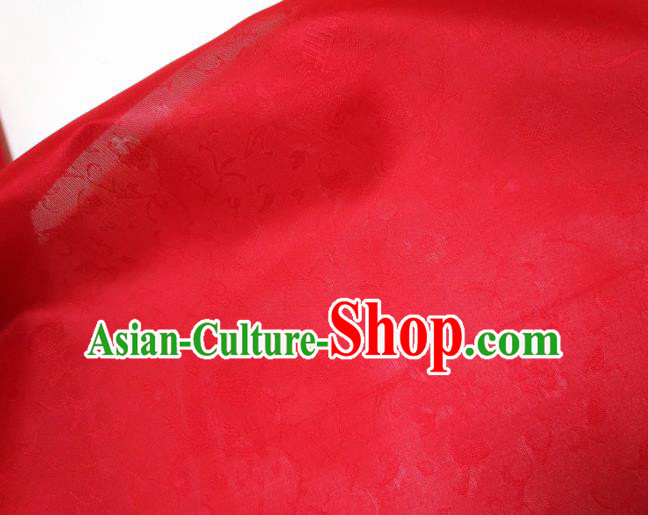 Asian Chinese Traditional Delonix Regia Pattern Design Red Silk Fabric China Hanfu Silk Material Asian Chinese Traditional Delonix Regia Pattern Design Red Silk Fabric China Hanfu Silk Material