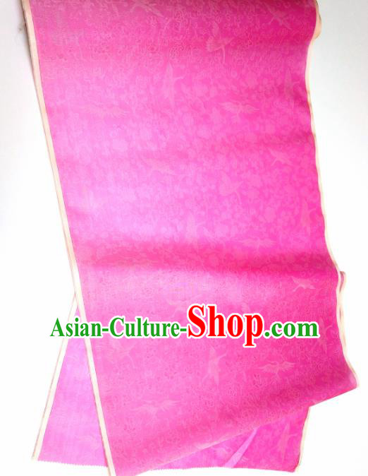 Asian Chinese Traditional Crane Peony Pattern Design Pink Silk Fabric China Hanfu Silk Material Asian Chinese Traditional Crane Peony Pattern Design Pink Silk Fabric China Hanfu Silk Material