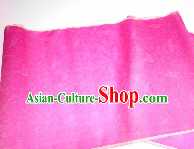 Asian Chinese Traditional Crane Peony Pattern Design Pink Silk Fabric China Hanfu Silk Material Asian Chinese Traditional Crane Peony Pattern Design Pink Silk Fabric China Hanfu Silk Material