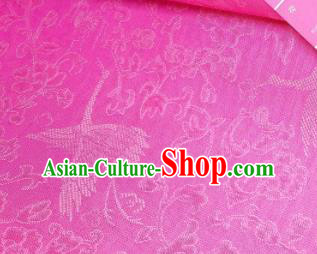 Asian Chinese Traditional Crane Peony Pattern Design Pink Silk Fabric China Hanfu Silk Material Asian Chinese Traditional Crane Peony Pattern Design Pink Silk Fabric China Hanfu Silk Material