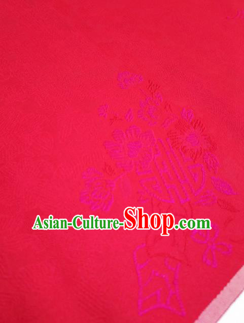 Asian Chinese Traditional Flowers Pattern Design Red Silk Fabric China Hanfu Silk Material Asian Chinese Traditional Flowers Pattern Design Red Silk Fabric China Hanfu Silk Material