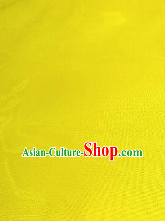 Asian Chinese Traditional Plum Pattern Design Yellow Silk Fabric China Hanfu Silk Material Asian Chinese Traditional Plum Pattern Design Yellow Silk Fabric China Hanfu Silk Material