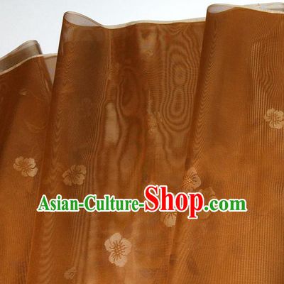Asian Chinese Traditional Plum Pattern Design Brown Silk Fabric China Hanfu Silk Material