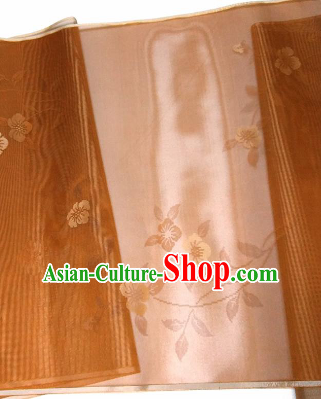 Asian Chinese Traditional Plum Pattern Design Brown Silk Fabric China Hanfu Silk Material Asian Chinese Traditional Plum Pattern Design Brown Silk Fabric China Hanfu Silk Material