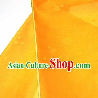Asian Chinese Traditional Flowers Branch Pattern Design Orange Silk Fabric China Hanfu Silk Material