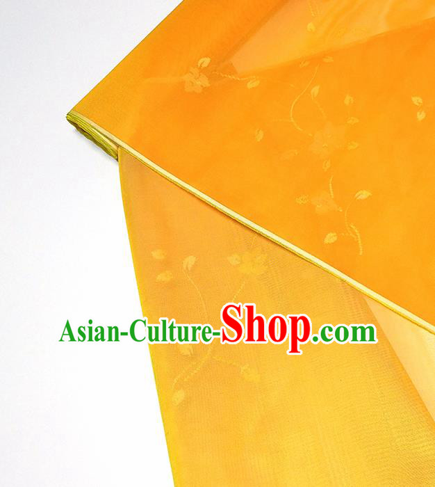 Asian Chinese Traditional Flowers Branch Pattern Design Orange Silk Fabric China Hanfu Silk Material Asian Chinese Traditional Flowers Branch Pattern Design Orange Silk Fabric China Hanfu Silk Material