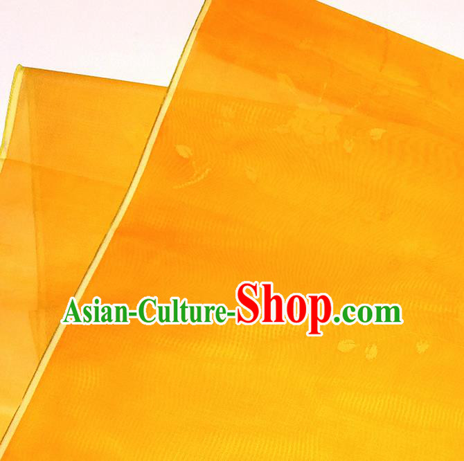 Asian Chinese Traditional Flowers Branch Pattern Design Orange Silk Fabric China Hanfu Silk Material Asian Chinese Traditional Flowers Branch Pattern Design Orange Silk Fabric China Hanfu Silk Material