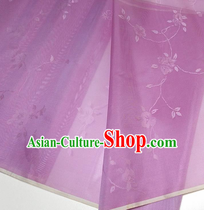 Asian Chinese Traditional Flowers Branch Pattern Design Purple Silk Fabric China Hanfu Silk Material Asian Chinese Traditional Flowers Branch Pattern Design Purple Silk Fabric China Hanfu Silk Material