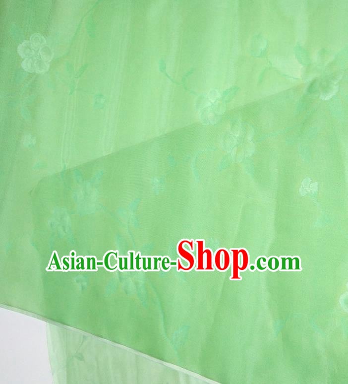 Asian Chinese Traditional Flowers Branch Pattern Design Green Silk Fabric China Hanfu Silk Material Asian Chinese Traditional Flowers Branch Pattern Design Green Silk Fabric China Hanfu Silk Material
