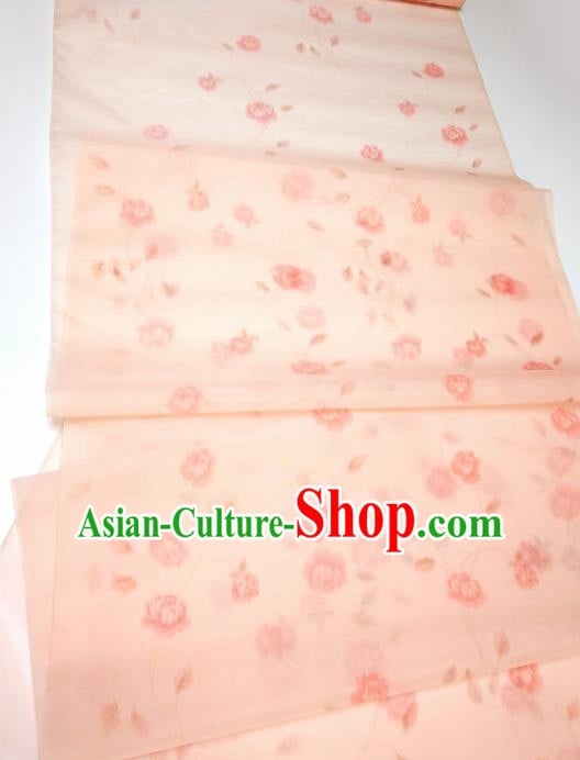 Asian Chinese Traditional Roses Pattern Design Light Pink Silk Fabric China Hanfu Silk Material Asian Chinese Traditional Roses Pattern Design Light Pink Silk Fabric China Hanfu Silk Material