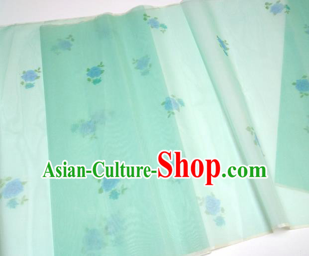 Asian Chinese Traditional Roses Pattern Design Light Green Silk Fabric China Hanfu Silk Material Asian Chinese Traditional Roses Pattern Design Light Green Silk Fabric China Hanfu Silk Material