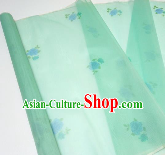 Asian Chinese Traditional Roses Pattern Design Light Green Silk Fabric China Hanfu Silk Material Asian Chinese Traditional Roses Pattern Design Light Green Silk Fabric China Hanfu Silk Material
