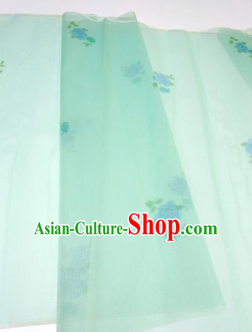 Asian Chinese Traditional Roses Pattern Design Light Green Silk Fabric China Hanfu Silk Material Asian Chinese Traditional Roses Pattern Design Light Green Silk Fabric China Hanfu Silk Material