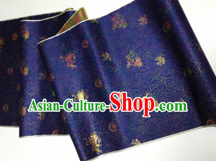 Asian Chinese Traditional Pattern Design Royalblue Brocade Silk Fabric China Hanfu Satin Material Asian Chinese Traditional Pattern Design Royalblue Brocade Silk Fabric China Hanfu Satin Material