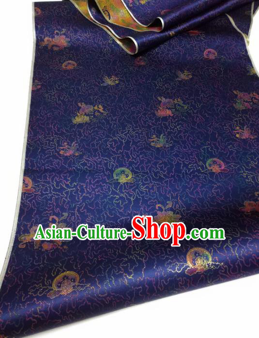 Asian Chinese Traditional Pattern Design Royalblue Brocade Silk Fabric China Hanfu Satin Material Asian Chinese Traditional Pattern Design Royalblue Brocade Silk Fabric China Hanfu Satin Material