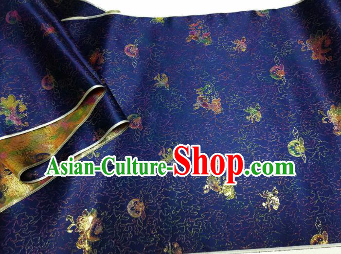 Asian Chinese Traditional Pattern Design Royalblue Brocade Silk Fabric China Hanfu Satin Material Asian Chinese Traditional Pattern Design Royalblue Brocade Silk Fabric China Hanfu Satin Material