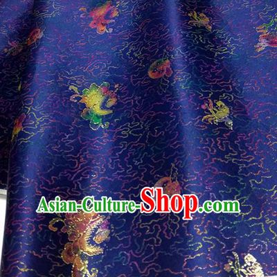 Asian Chinese Traditional Pattern Design Royalblue Brocade Silk Fabric China Hanfu Satin Material