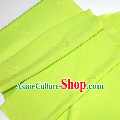 Asian Chinese Traditional Plum Blossom Pattern Design Light Green Silk Fabric China Hanfu Silk Material