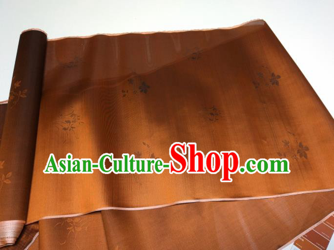 Asian Chinese Traditional Plum Orchid Pattern Design Brown Silk Fabric China Hanfu Silk Material Asian Chinese Traditional Plum Orchid Pattern Design Brown Silk Fabric China Hanfu Silk Material