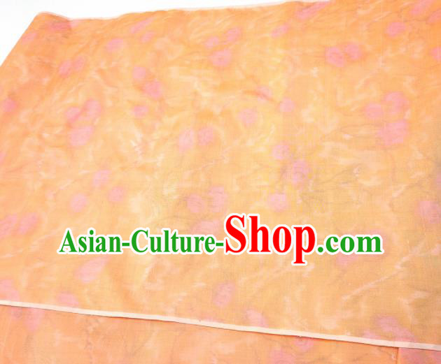 Chinese Traditional Peach Flowers Pattern Design Orange Silk Fabric Asian China Hanfu Silk Material Chinese Traditional Peach Flowers Pattern Design Orange Silk Fabric Asian China Hanfu Silk Material