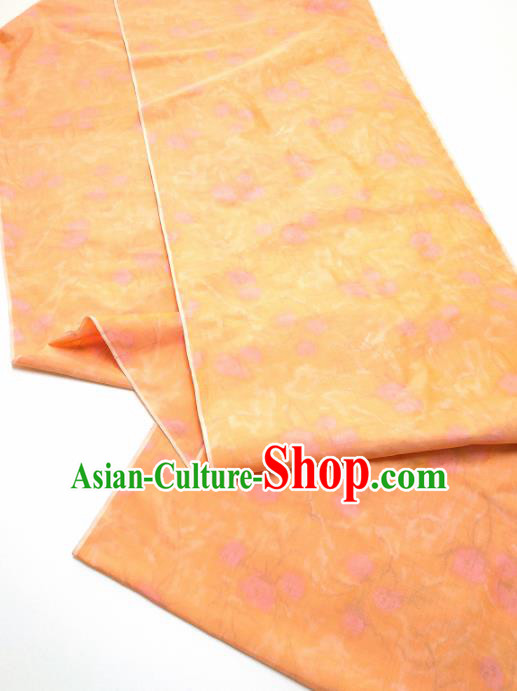 Chinese Traditional Peach Flowers Pattern Design Orange Silk Fabric Asian China Hanfu Silk Material Chinese Traditional Peach Flowers Pattern Design Orange Silk Fabric Asian China Hanfu Silk Material