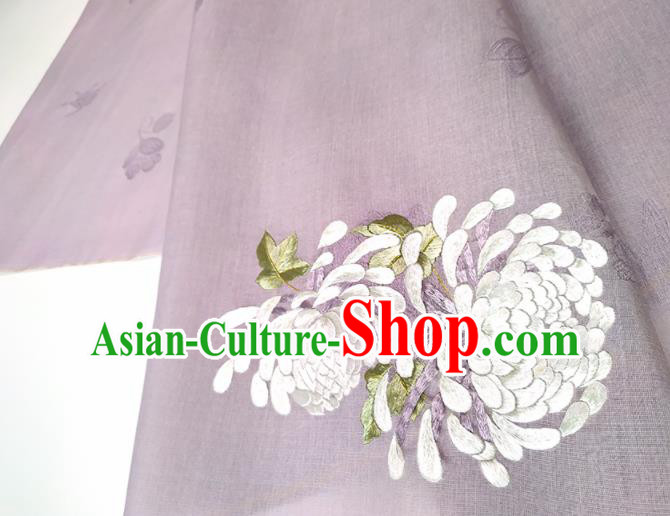 Chinese Traditional Chrysanthemum Pattern Design Purple Silk Fabric Asian China Hanfu Silk Material Chinese Traditional Chrysanthemum Pattern Design Purple Silk Fabric Asian China Hanfu Silk Material