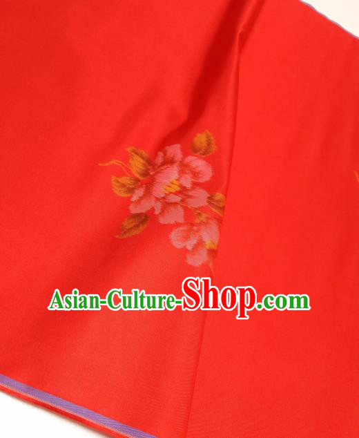 Chinese Traditional Roses Pattern Design Red Silk Fabric Asian China Hanfu Silk Material Chinese Traditional Roses Pattern Design Red Silk Fabric Asian China Hanfu Silk Material