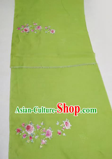 Chinese Traditional Embroidered Roses Pattern Design Green Silk Fabric Asian China Hanfu Silk Material Chinese Traditional Embroidered Roses Pattern Design Green Silk Fabric Asian China Hanfu Silk Material