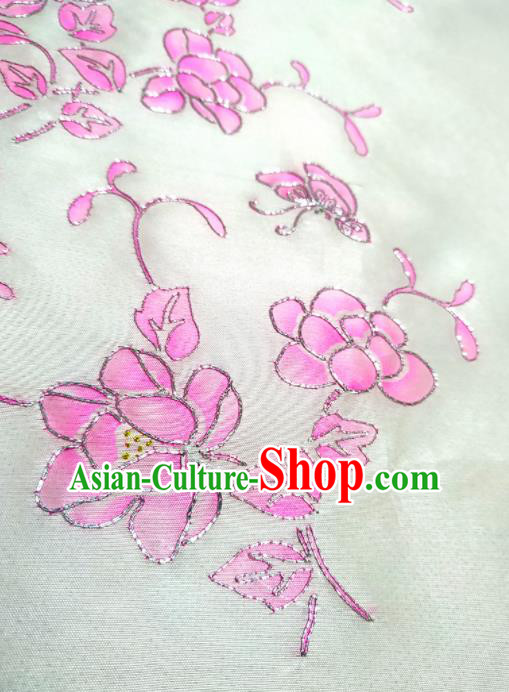 Chinese Traditional Embroidered Pattern Design White Silk Fabric Asian China Hanfu Silk Material Chinese Traditional Embroidered Pattern Design White Silk Fabric Asian China Hanfu Silk Material