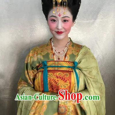 Chinese Ancient Tang Dynasty Court Lady the Longest Day in Chang An Replica Costumes and Headpiece Complete Set