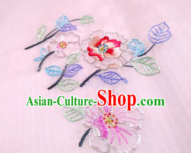 Chinese Traditional Embroidered Flowers Pattern Design Pink Silk Fabric Asian China Hanfu Silk Material Chinese Traditional Embroidered Flowers Pattern Design Pink Silk Fabric Asian China Hanfu Silk Material
