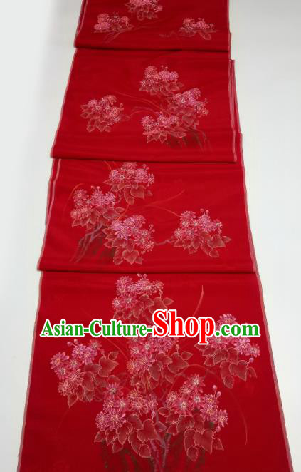 Chinese Traditional Flowers Pattern Design Red Silk Fabric Asian China Hanfu Silk Material Chinese Traditional Flowers Pattern Design Red Silk Fabric Asian China Hanfu Silk Material