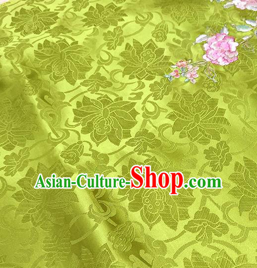 Chinese Traditional Lotus Pattern Design Green Silk Fabric Asian Brocade China Hanfu Satin Material Chinese Traditional Lotus Pattern Design Green Silk Fabric Asian Brocade China Hanfu Satin Material