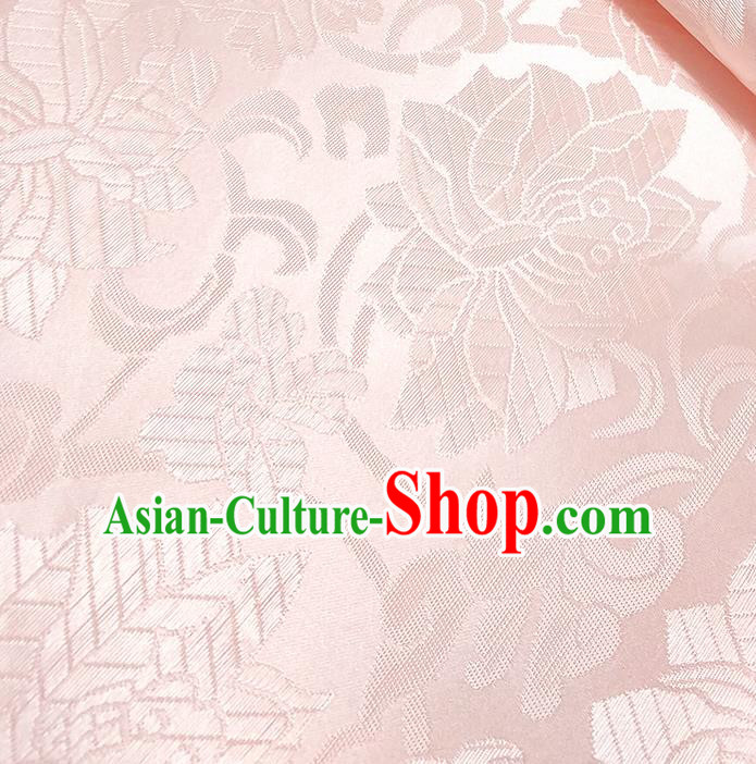 Chinese Traditional Lotus Pattern Design Pink Silk Fabric Asian Brocade China Hanfu Satin Material Chinese Traditional Lotus Pattern Design Pink Silk Fabric Asian Brocade China Hanfu Satin Material