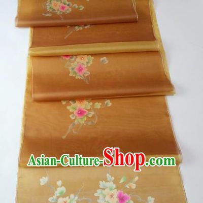 Chinese Traditional Flowers Pattern Design Brown Silk Fabric Asian China Hanfu Silk Material
